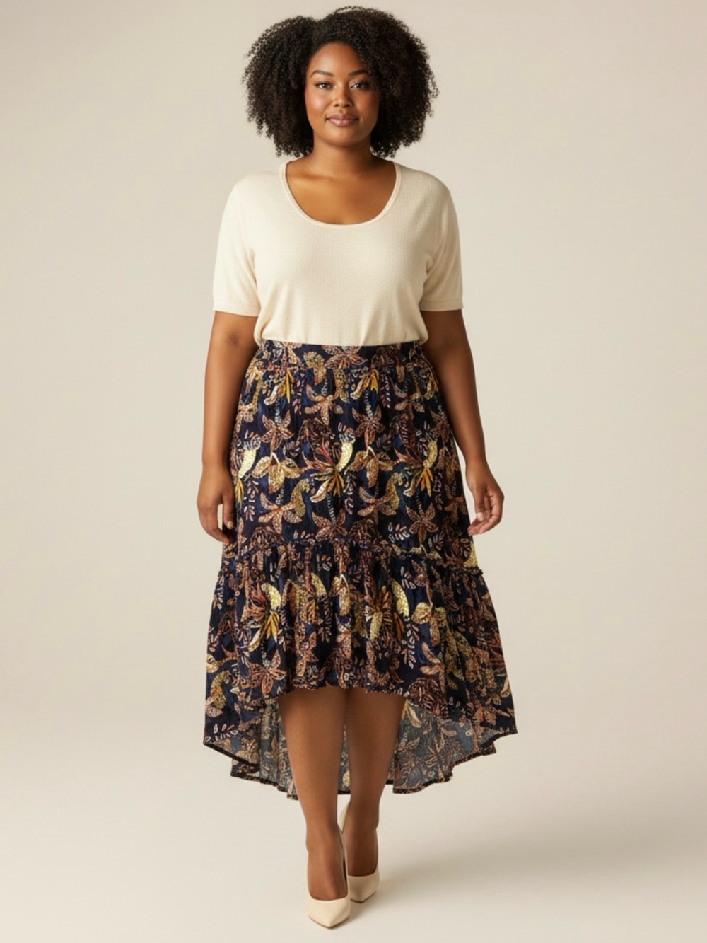 Democracy Womens Floral Patterned Women's Hi-Low Skirt NWT